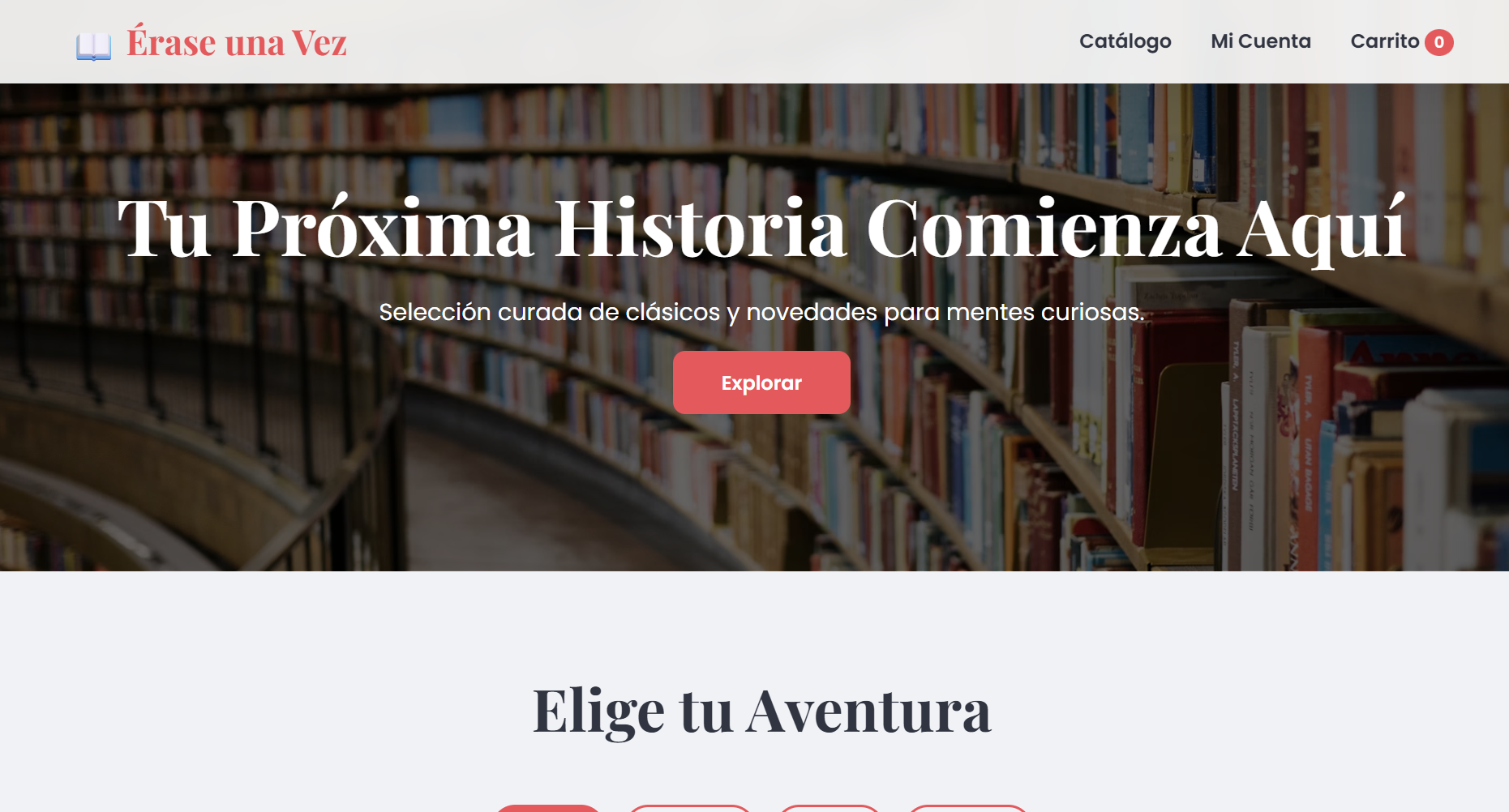 Página de inicio de la tienda online Érase una Vez