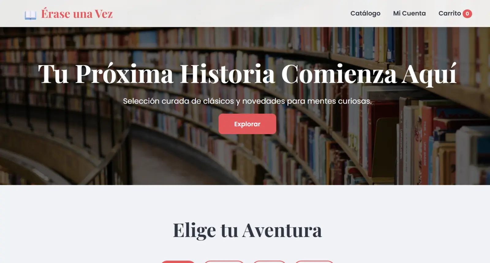 Página de inicio de la tienda online Érase una Vez