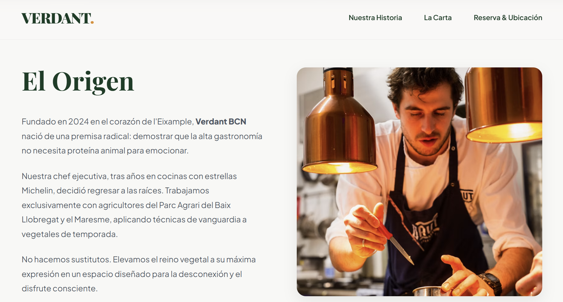 Web corporativa de Verdant BCN con sistema de reservas