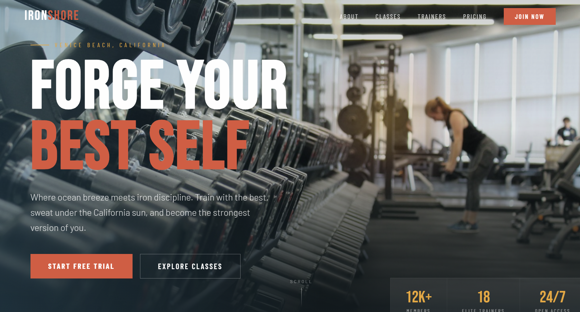 Plataforma de reservas de clases de Ironshore Gym